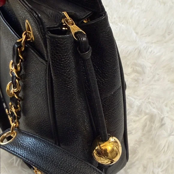Authentic Chanel Triple CC Black/Gold Caviar Leather Chanel Shoulder Bag. - Picture 12 of 17